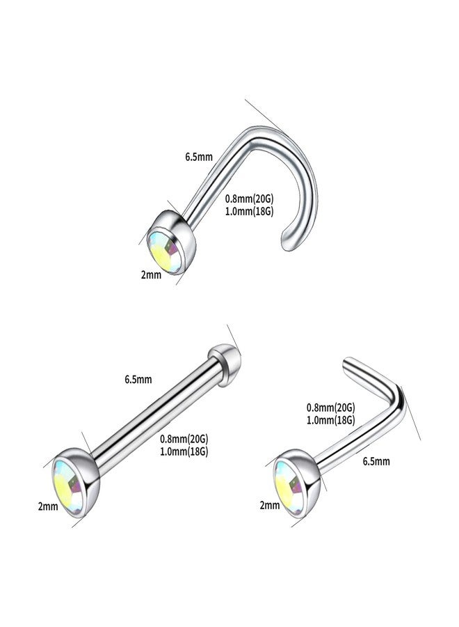 BLISI Nose Rings Titanium 18G Nose Piercings Screw for Women Nose Rings L-Shaped Nose Studs Set for Women Men Nostril Piercing Jewelry - Image 2